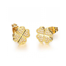 Dubai 18k gold crystal stud earrings,copper plating flower earrings jewelry